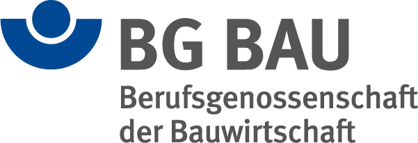 BG Bau Logo mit blauem Kreis, Berufsgenossenschaft der Bauwirtschaft